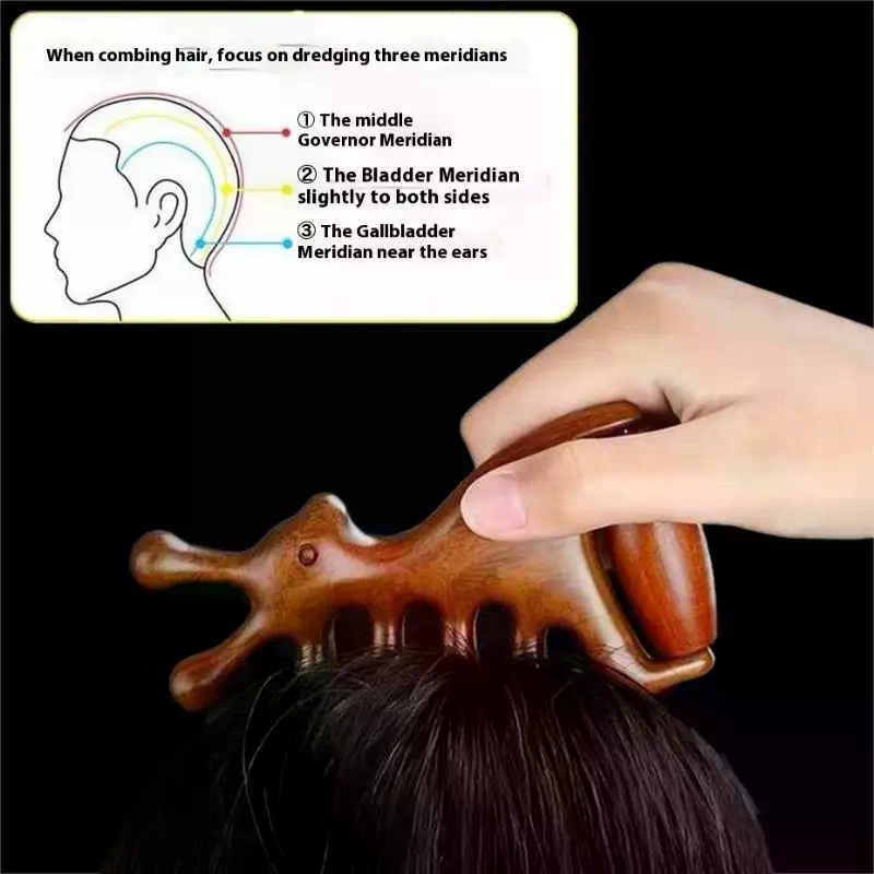 Hair Care Vegan - Houten Massage Kam Hoofd Meridiaan Hoofdhuid